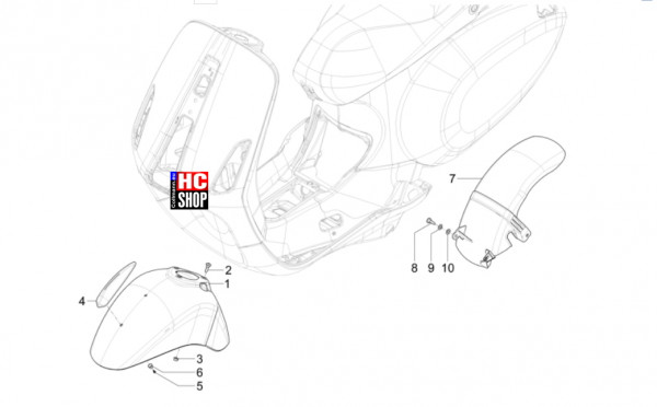 Vespa Primavera 125 TECH E5 - Fahrgestell-Karosserie - Radgehäuse-Radkotflügel
