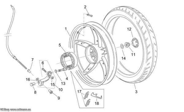 Aprilia Hinterrad Scarabeo 2T E2 eng.Piaggio 50