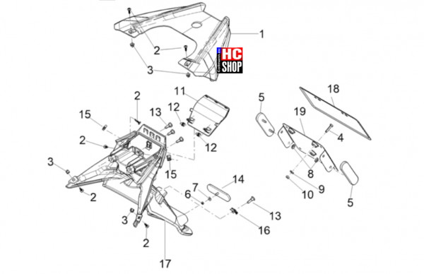 Aprilia SXR 50 E5+ - Fahrgestell-Karosserie - Hinterabdeckung-Kotflügellappen