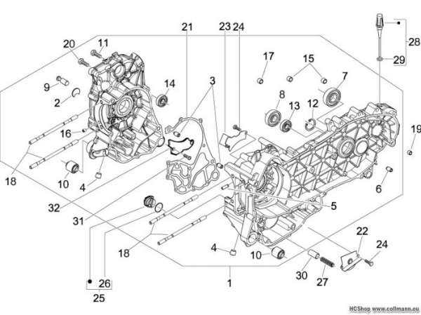 Piaggio Kurbelwellengehäuse Beverly 125