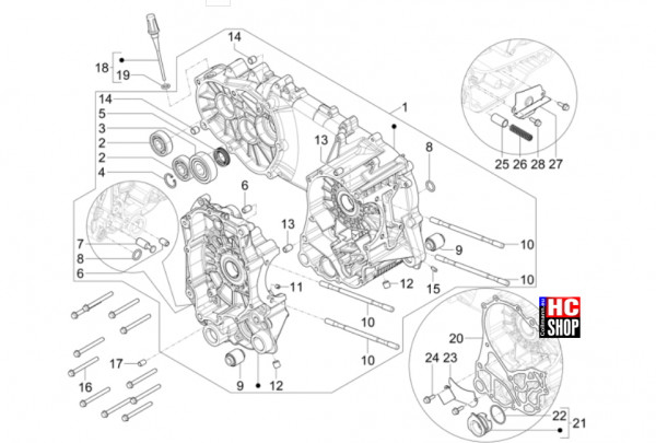 Piaggio MP3 310 HPE Sport E5+ - Motor - Kurbelgehäuse