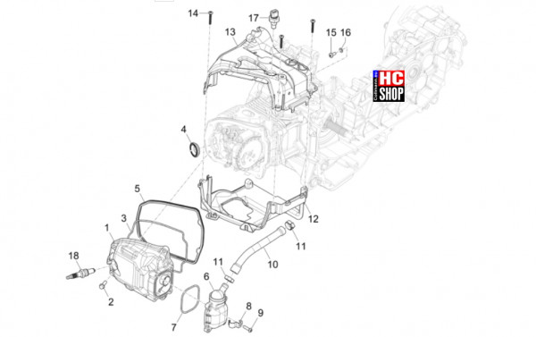 Vespa Sprint S 125 E5+ - Motor - Zylinderkopfabdeckung